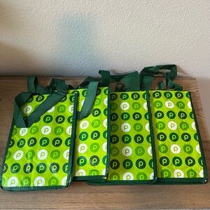 Publix GREEN Wine Bags 4 bottle carry picnic reusable eco travel LOT of 4 bags